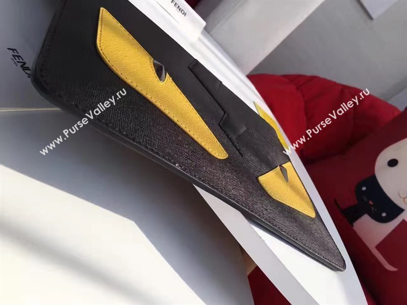 Fendi black clutch yellow bag 5586