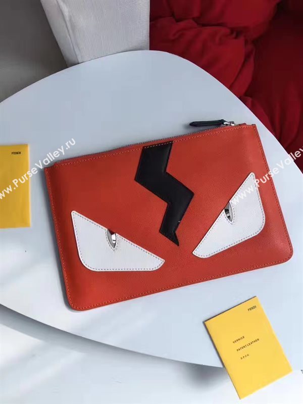 Fendi clutch white red bag 5587