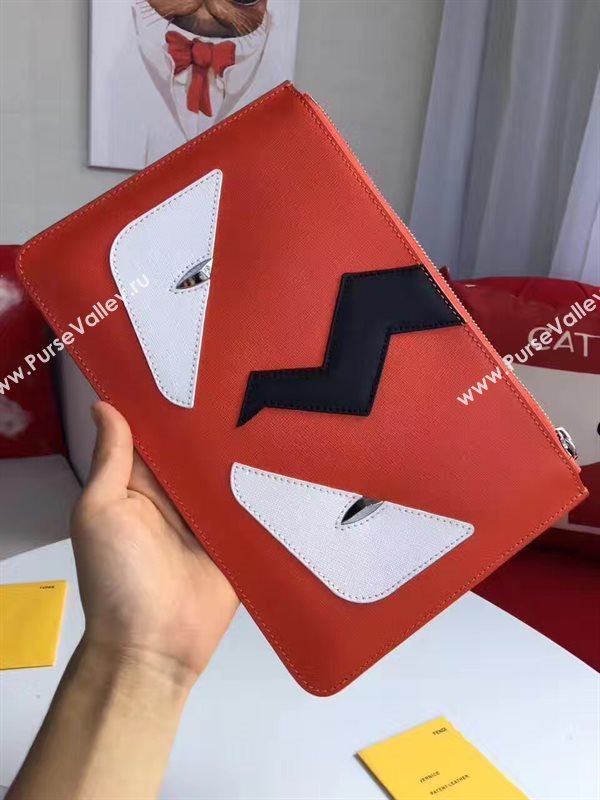 Fendi clutch white red bag 5587