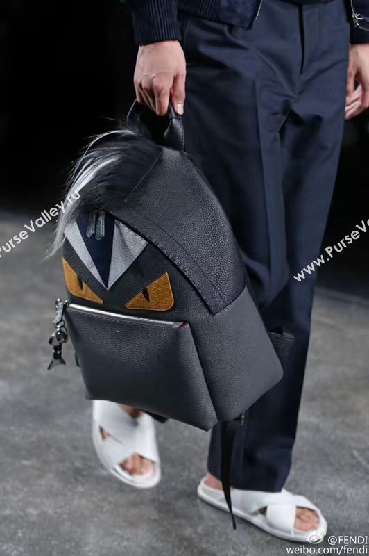 Fendi large monster backpack black tri bag 5593