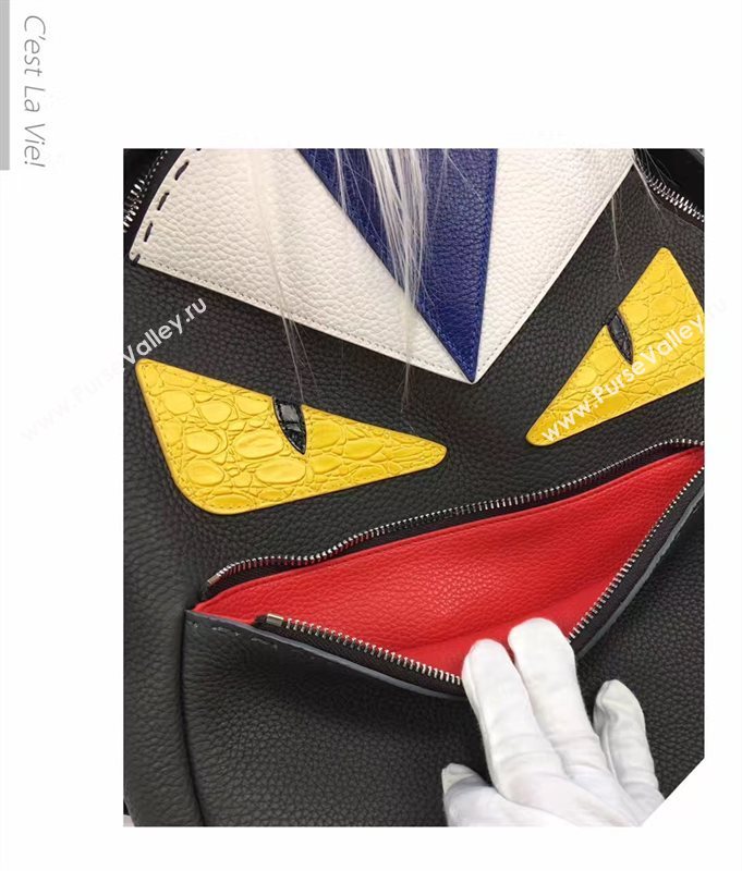 Fendi large monster backpack black tri bag 5593