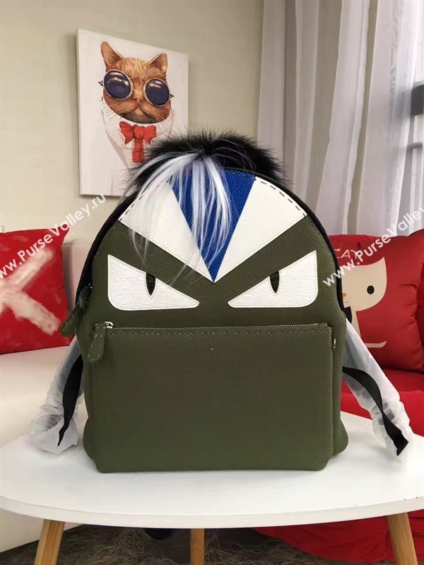 Fendi large monster backpack white green bag 5594