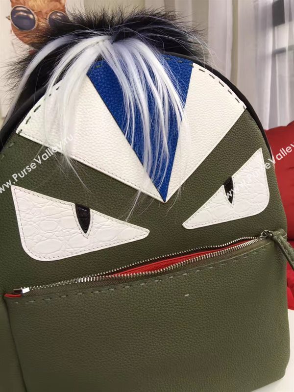 Fendi large monster backpack white green bag 5594