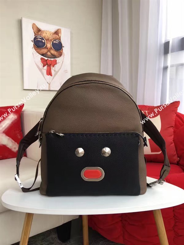 Fendi large monster backpack pocket black bag 5595