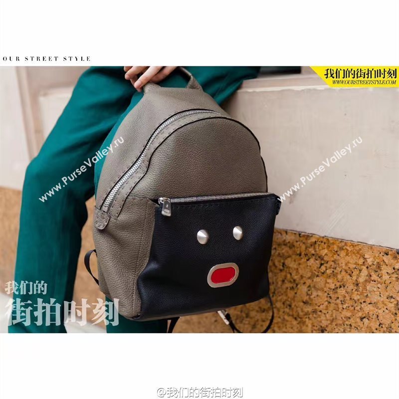 Fendi large monster backpack pocket black bag 5595