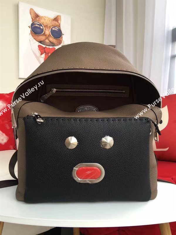 Fendi large monster backpack pocket black bag 5595