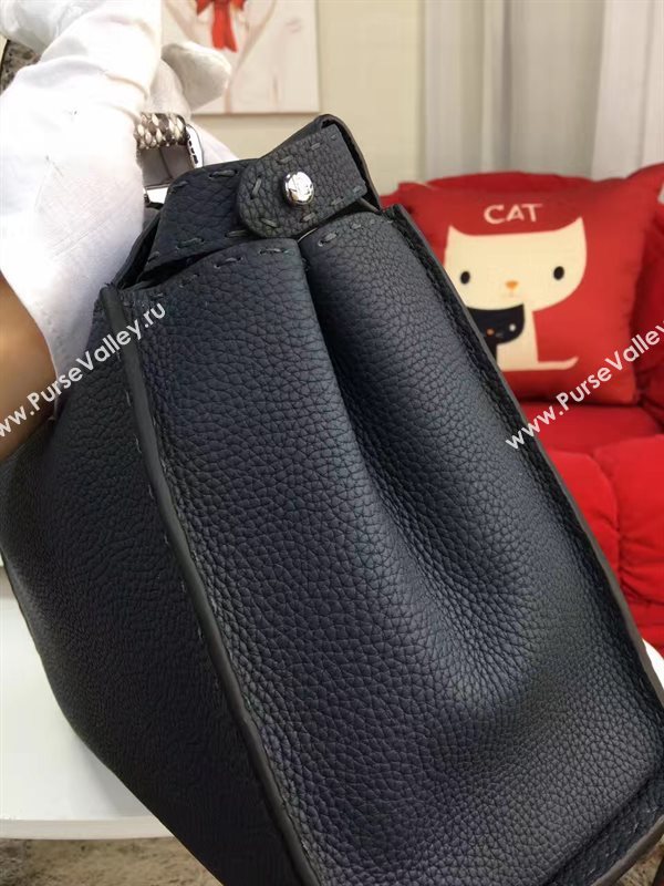 Fendi large peekaboo grain black leather bag 5523