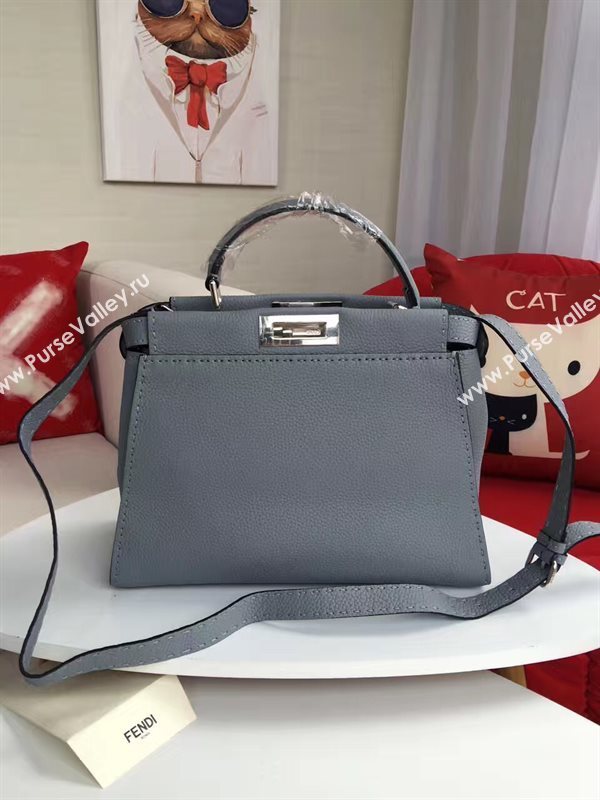 Fendi large peekaboo gray leather grain bag 5524