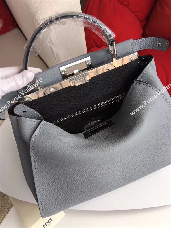 Fendi large peekaboo gray leather grain bag 5524