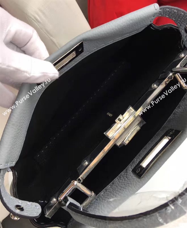 Fendi large peekaboo gray leather grain bag 5524