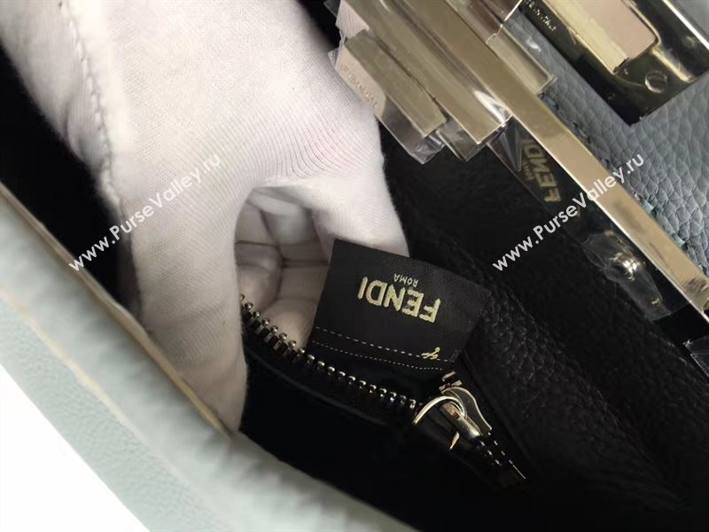 Fendi large peekaboo gray leather grain bag 5524