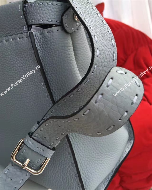 Fendi large peekaboo gray leather grain bag 5524
