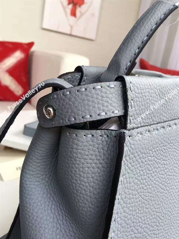 Fendi large peekaboo gray leather grain bag 5524