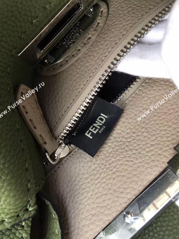 Fendi large grain leather peekaboo green bag 5527