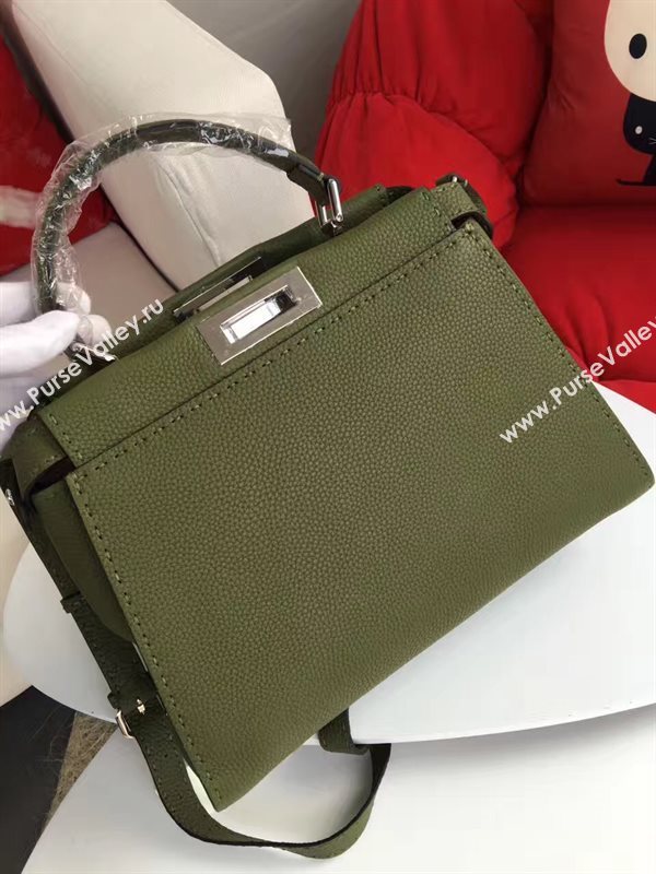 Fendi large grain leather peekaboo green bag 5527