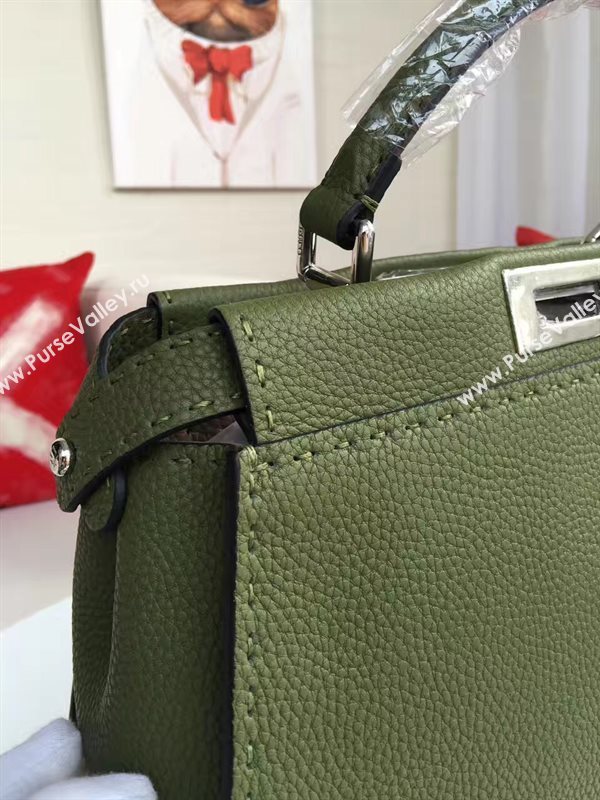 Fendi large grain leather peekaboo green bag 5527