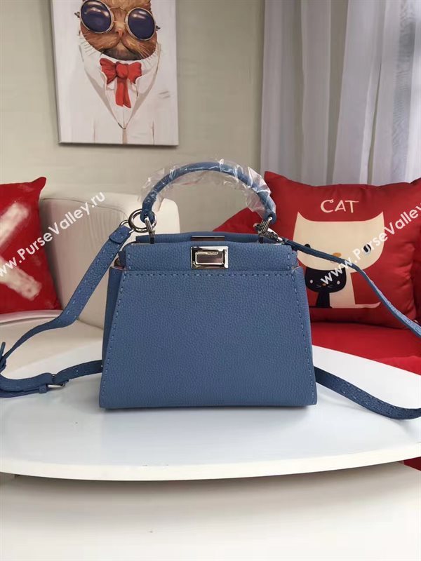 Fendi mini caviar light peekaboo blue bag 5531