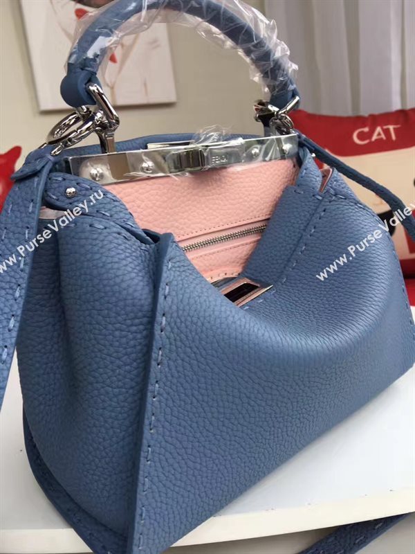 Fendi mini caviar light peekaboo blue bag 5531