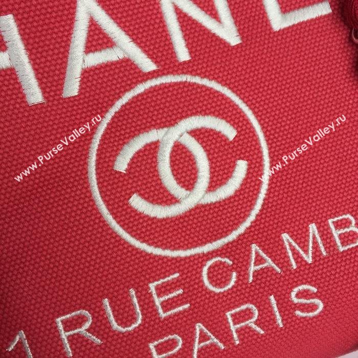 Chanel 68046 large canvas shopping tote handbag red bag 5640