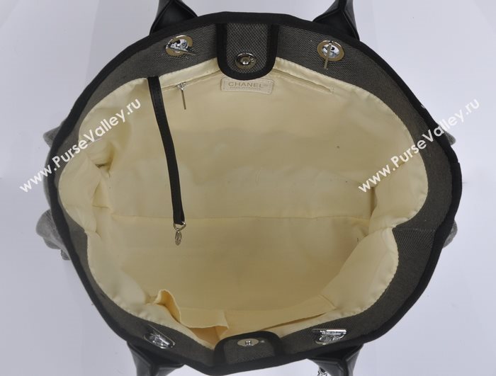 Chanel 68046 large canvas shopping tote handbag gray bag 5643