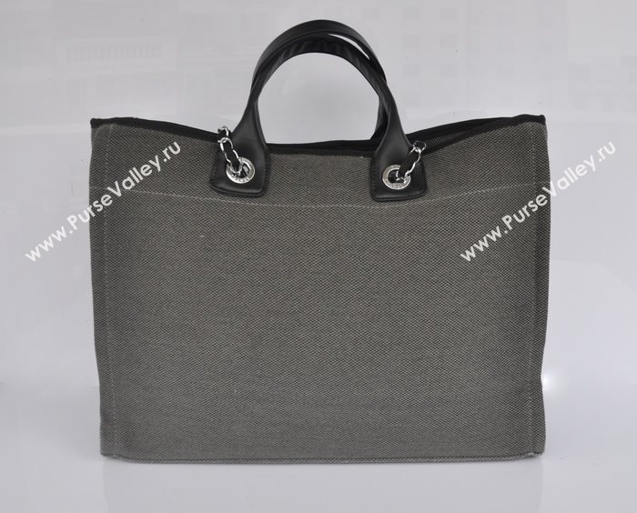 Chanel 68046 large canvas shopping tote handbag gray bag 5643
