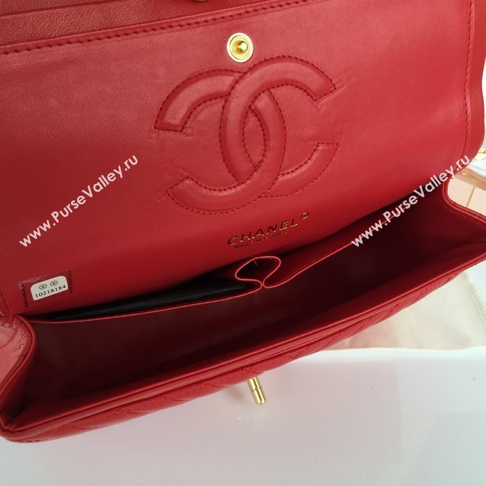 Chanel 1112 leather classic flap handbag red bag 5645