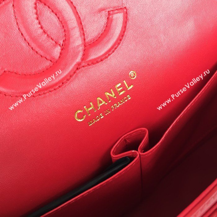 Chanel 1112 leather classic flap handbag red bag 5645