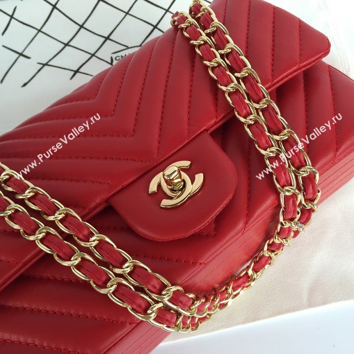 Chanel 1112 leather classic flap handbag red bag 5645