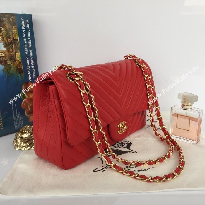 Chanel 1112 leather classic flap handbag red bag 5645