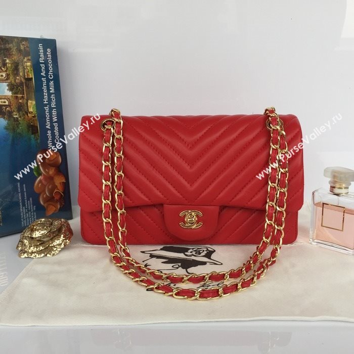 Chanel 1112 leather classic flap handbag red bag 5645