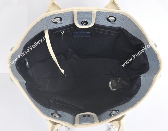 Chanel 68046 large canvas shopping tote handbag blue bag 5646