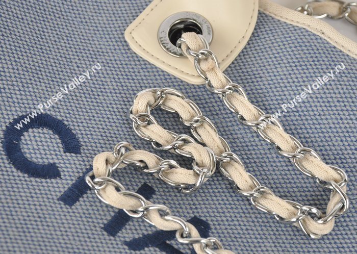 Chanel 68046 large canvas shopping tote handbag blue bag 5646