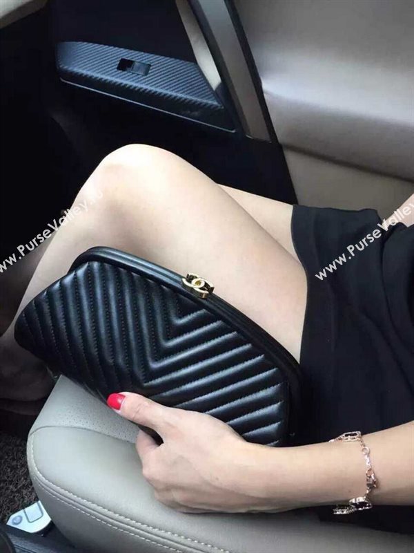 Chanel 35487 small clutch handbag black bag 5647