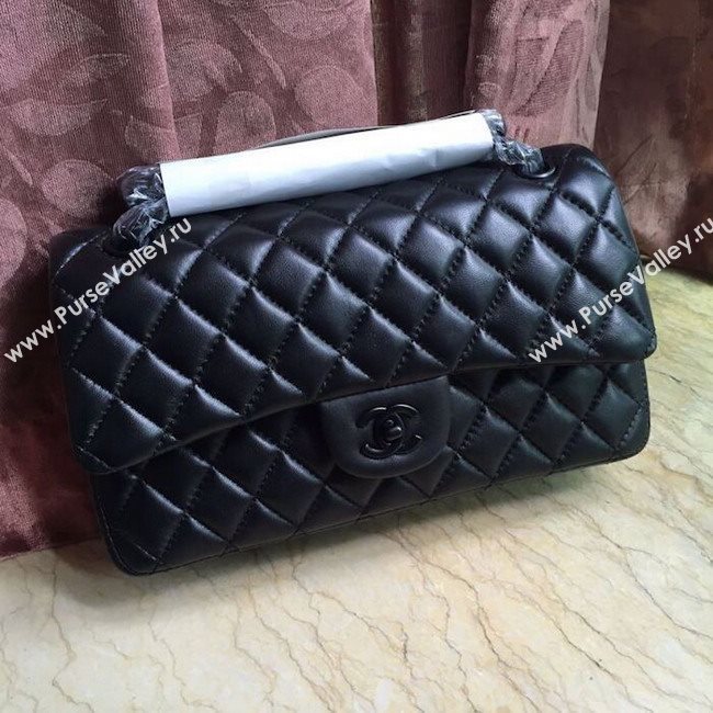 Chanel 1112 leather classic flap handbag black bag 5648