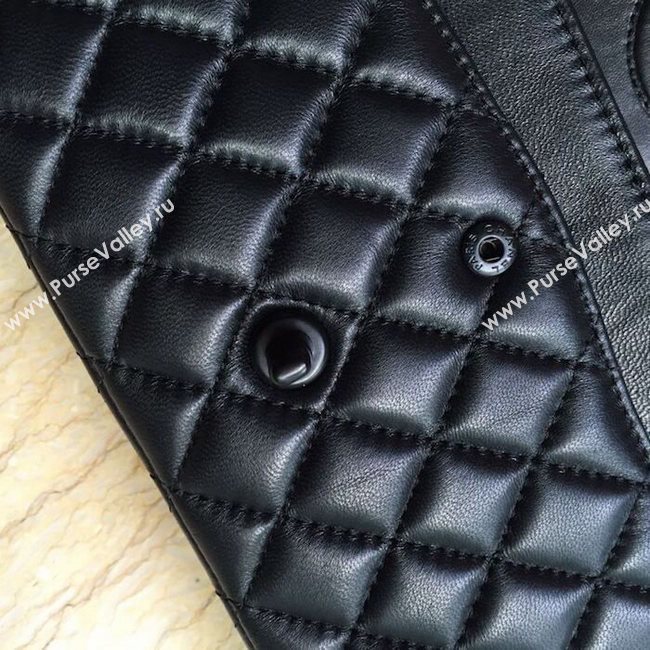 Chanel 1112 leather classic flap handbag black bag 5648