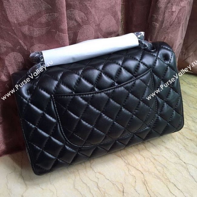 Chanel 1112 leather classic flap handbag black bag 5648