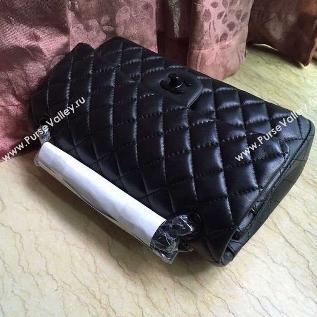 Chanel 1112 leather classic flap handbag black bag 5648