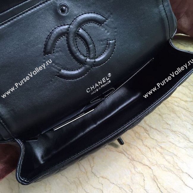 Chanel 1112 leather classic flap handbag black bag 5648