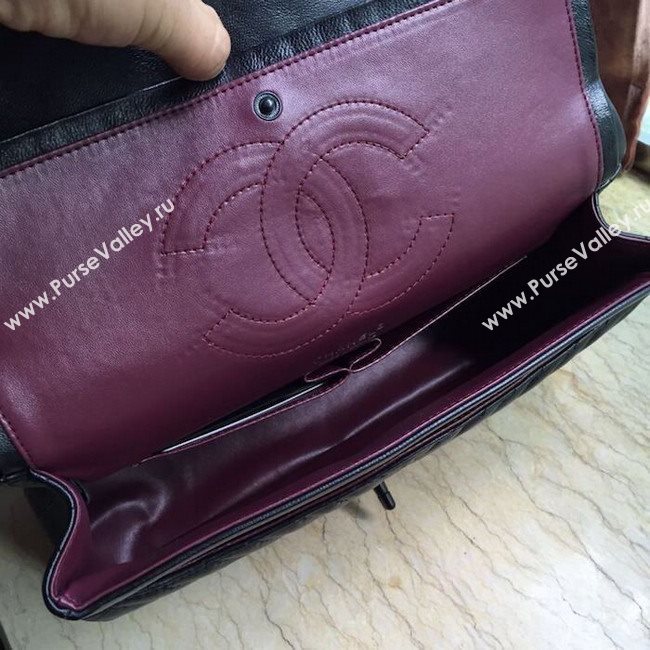 Chanel 1113 leather large classic handbag black bag 5649