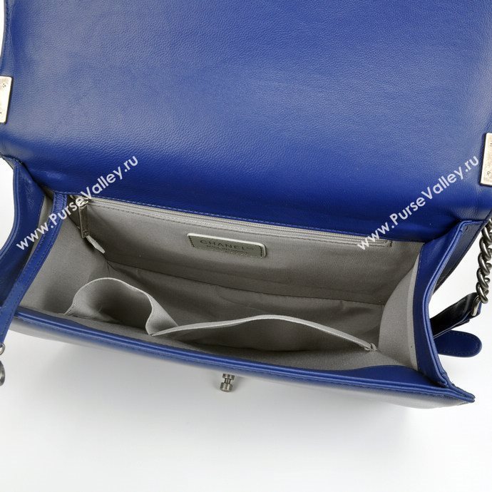 Chanel 67087 leather large le boy handbag blue bag 5650