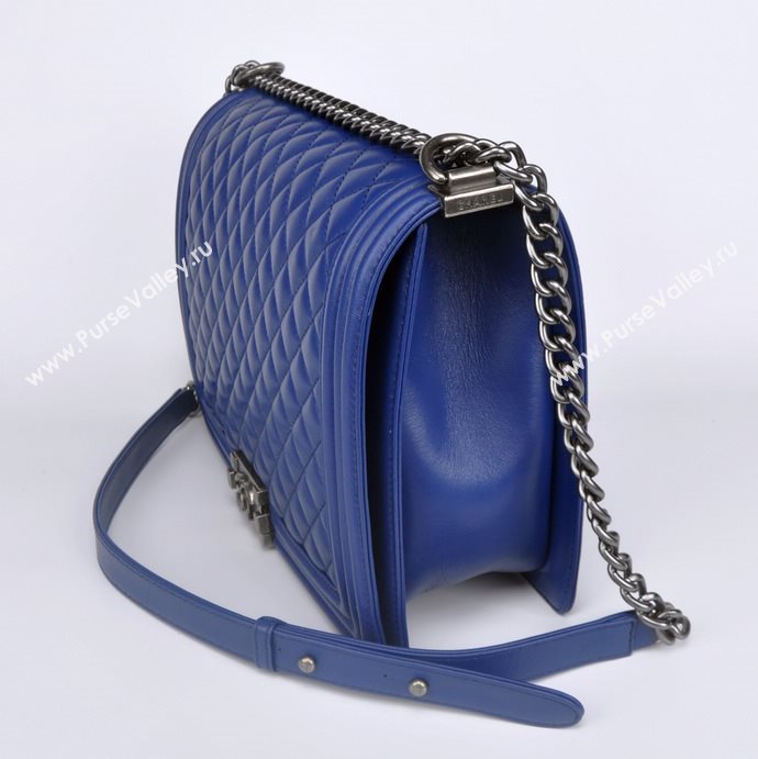 Chanel 67087 leather large le boy handbag blue bag 5650