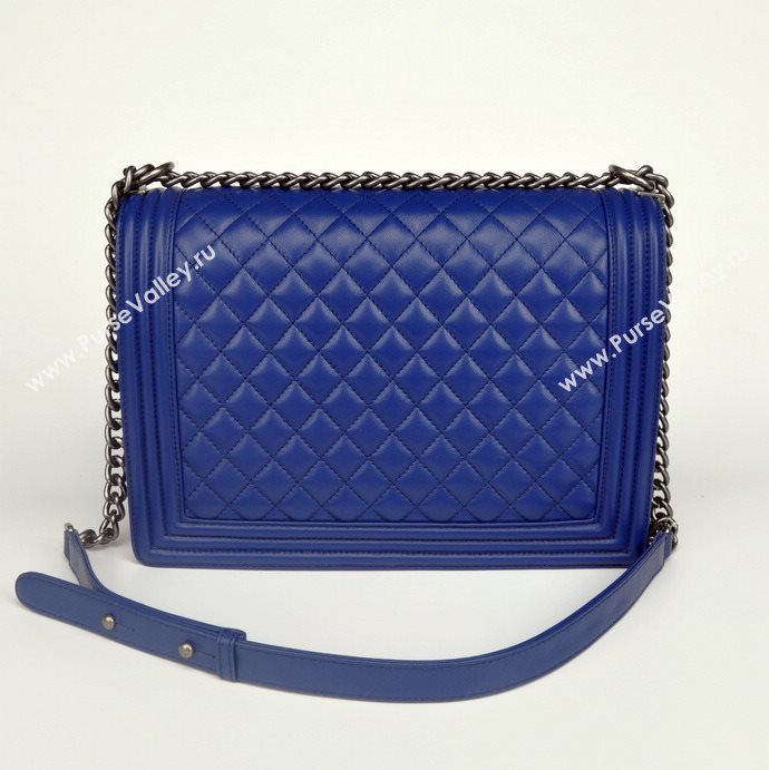 Chanel 67087 leather large le boy handbag blue bag 5650
