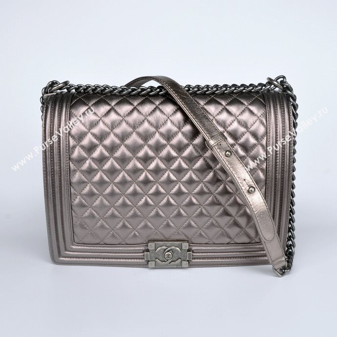 Chanel 67087 leather large le boy handbag silver bag 5651
