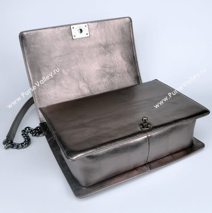 Chanel 67087 leather large le boy handbag silver bag 5651