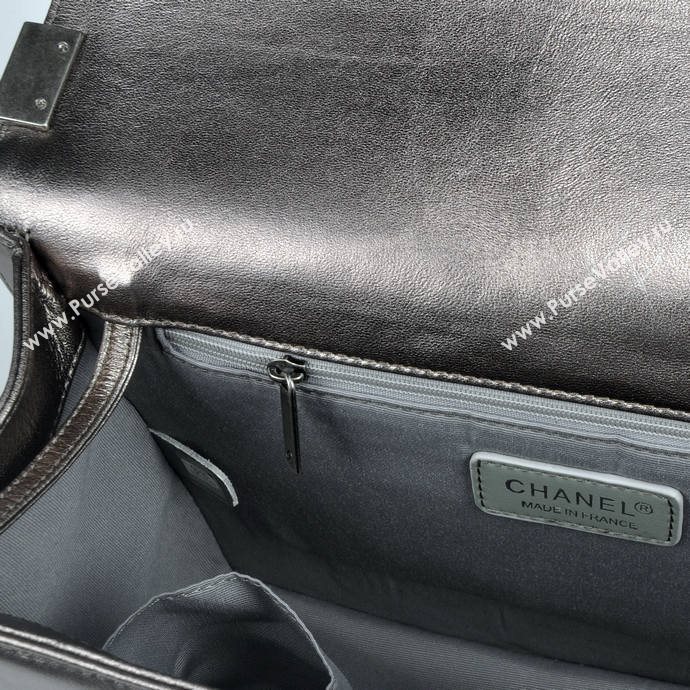 Chanel 67087 leather large le boy handbag silver bag 5651