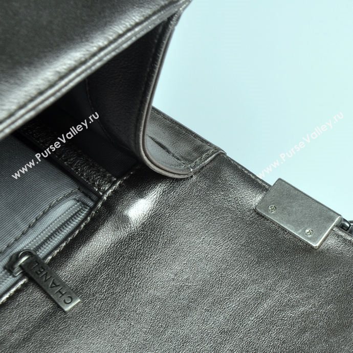 Chanel 67087 leather large le boy handbag silver bag 5651