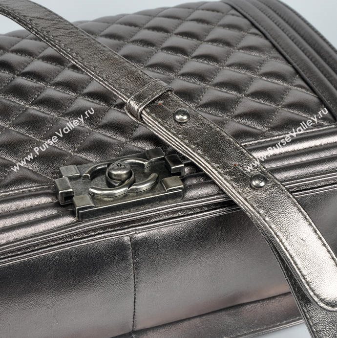 Chanel 67087 leather large le boy handbag silver bag 5651