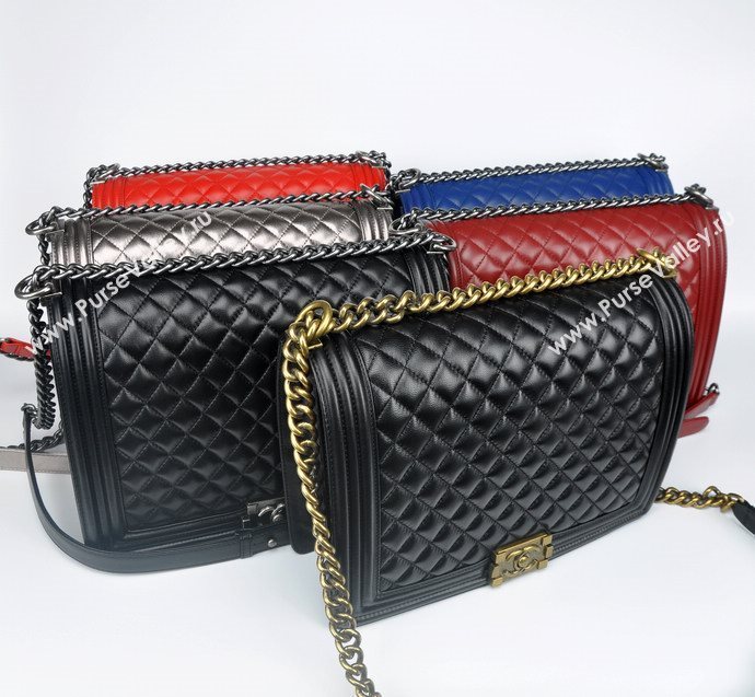 Chanel 67087 leather large le boy handbag silver bag 5651