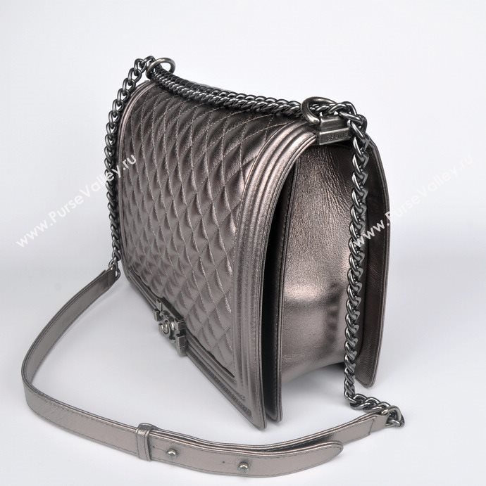 Chanel 67087 leather large le boy handbag silver bag 5651
