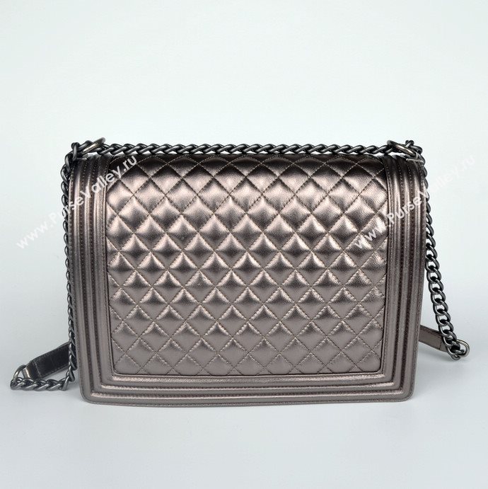 Chanel 67087 leather large le boy handbag silver bag 5651